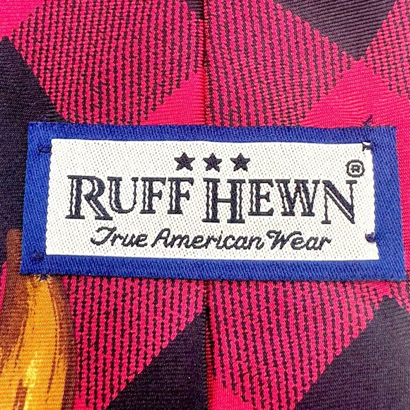 Ruff Hewn Mens Vintage Silk Dress Tie Made in USA Check Vintage Ski 58" 4"‎ - Picture 7 of 12